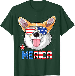 Corgi Merica 4th of July T Shirt Kids Boys Girls Dog Puppy T-Shirt - T-Shirt | Forest