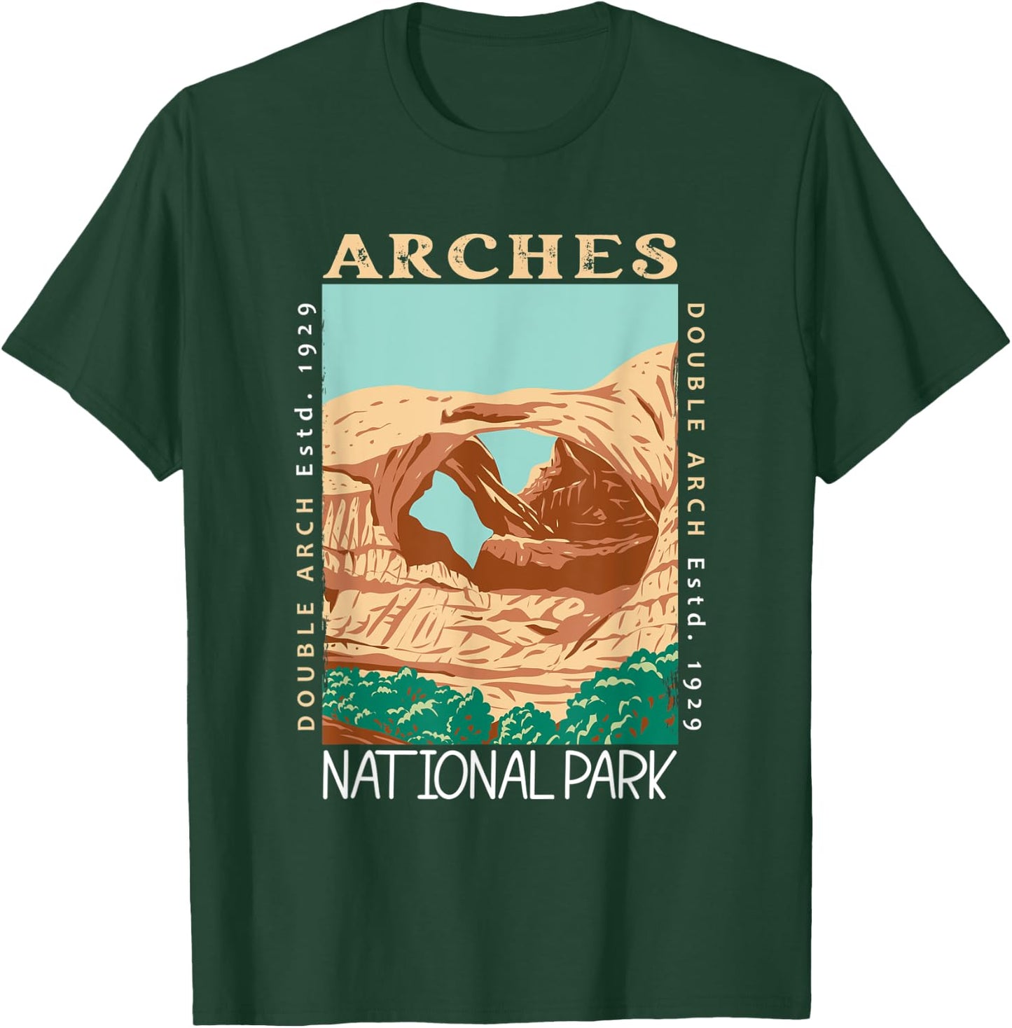 Arches National Park Double Arch Utah Vintage Distressed T-Shirt - T-Shirt | Forest