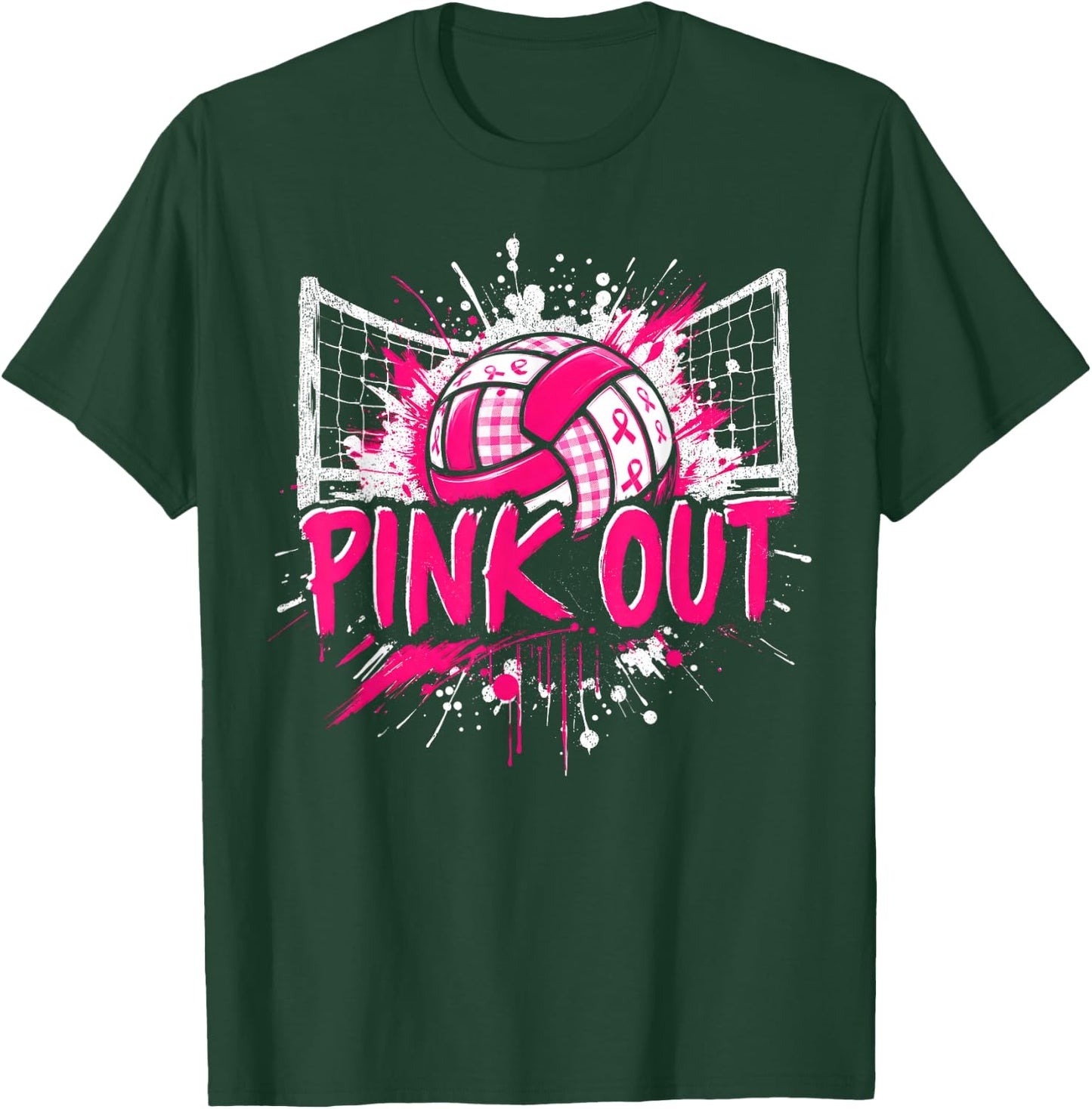 Pink Out Volleyball Breast Cancer Awareness Men Women Kid T-Shirt - T-Shirt | Forest
