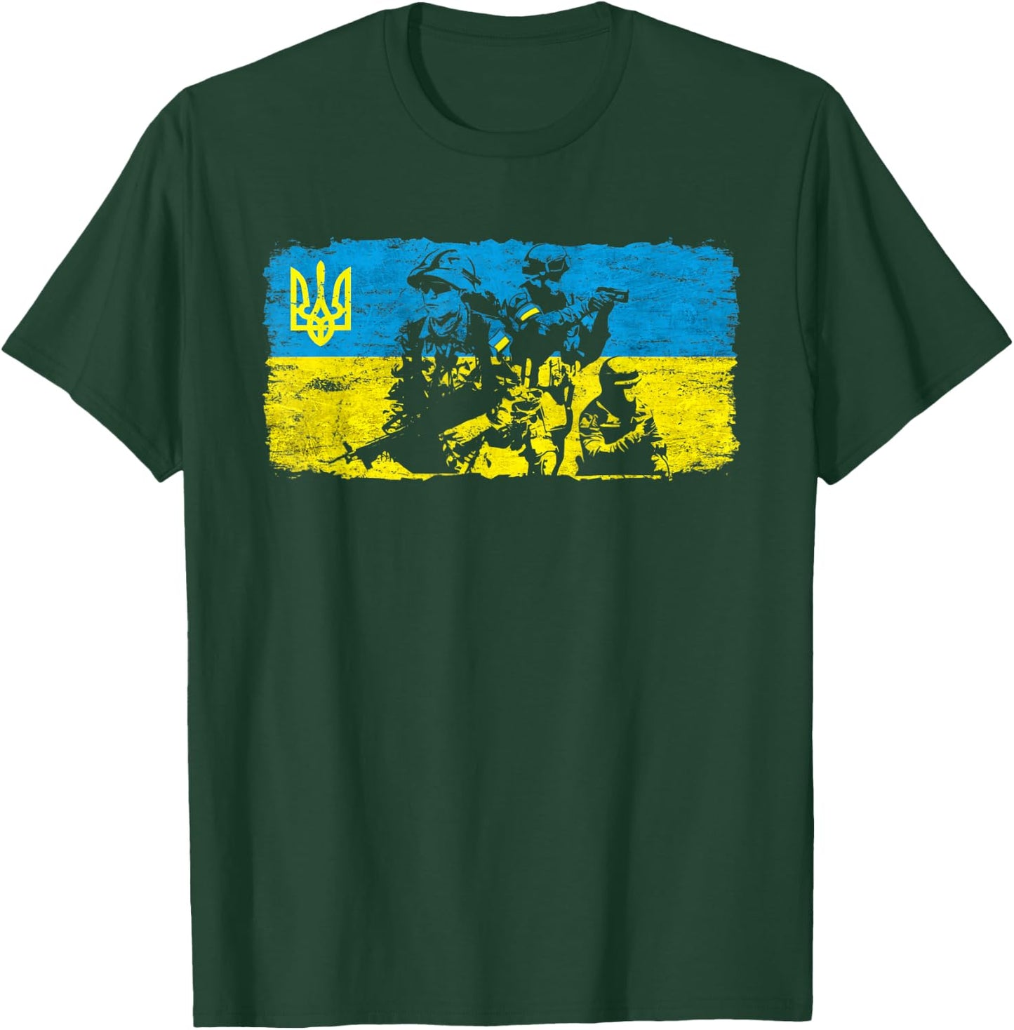Ukrainian Army Solders Support Ukraine Flag Stand with UA T-Shirt - T-Shirt | Forest