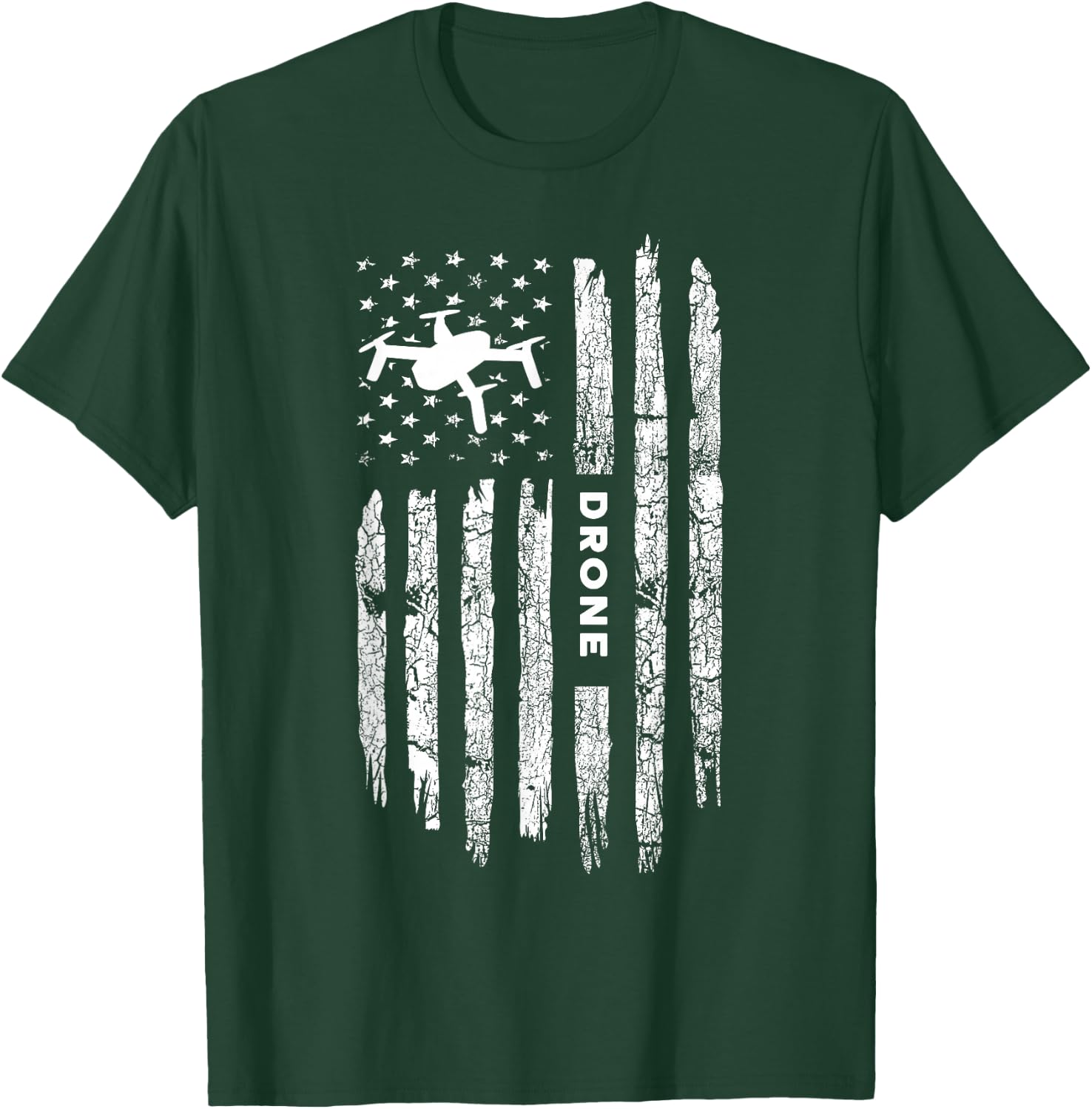 American Flag Drone Clothing - Drone Pilot Vintage Drone T-Shirt - T-Shirt | Forest