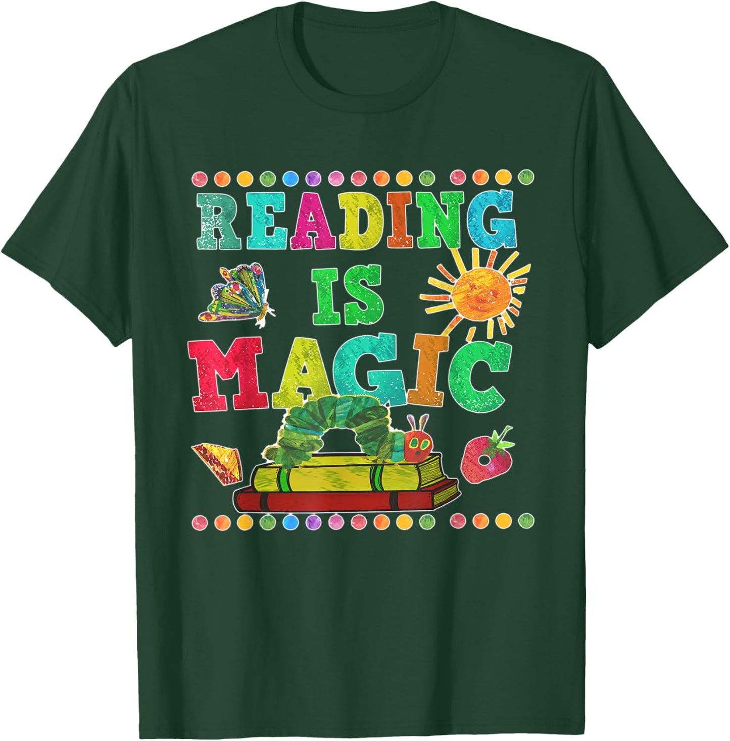 Reading Is Magical Book Lover Teacher Girls Woman T-Shirt - T-Shirt | Forest