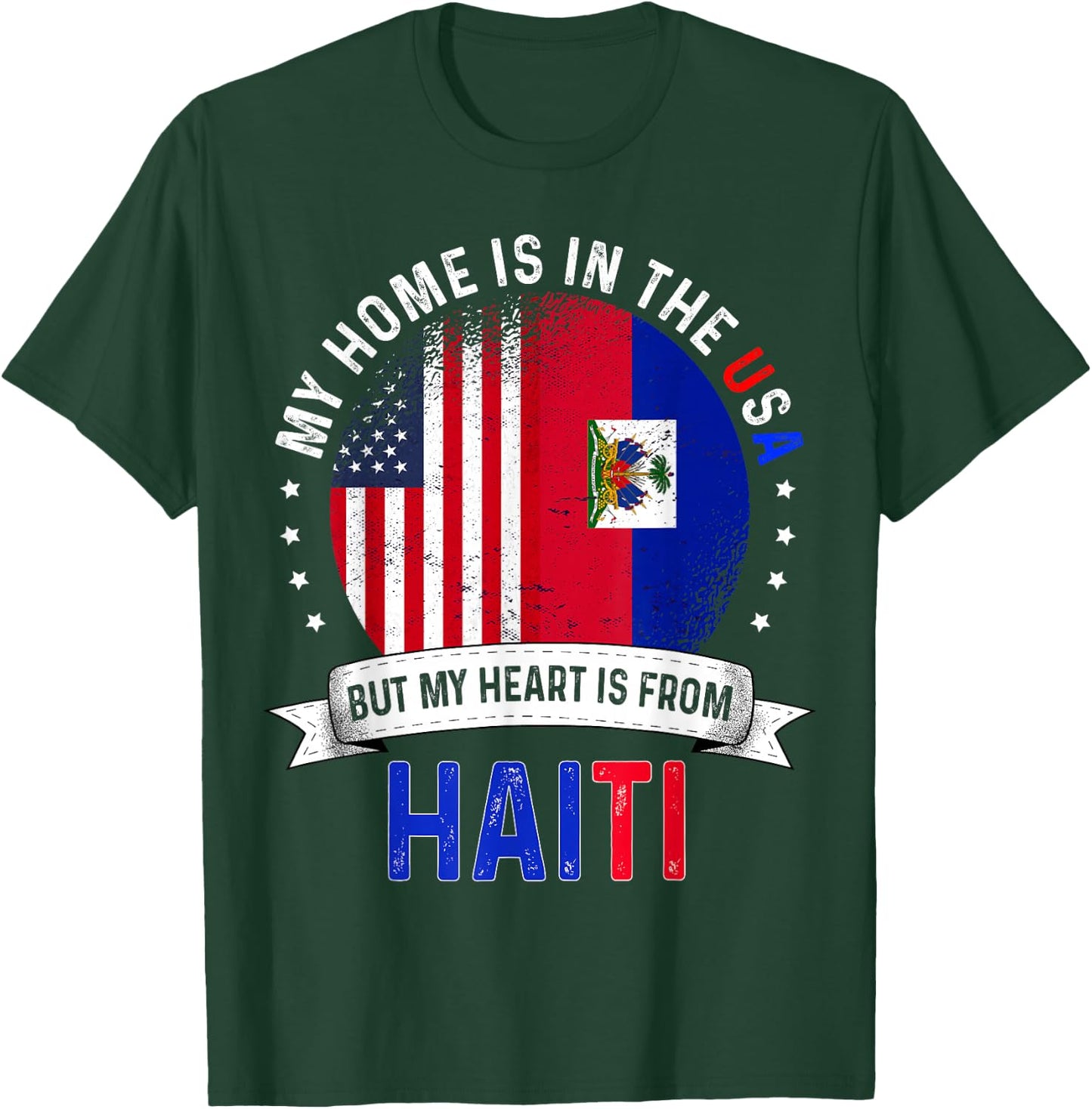 Haitian American Patriot Heart is from Haiti Flag T-Shirt - T-Shirt | Forest