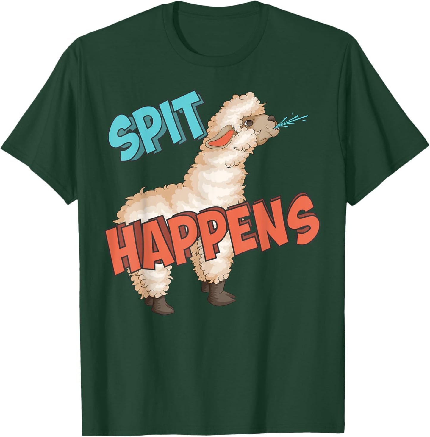 Funny Spit Cute Llama Alpaca Animal Pun Happens Lover Gift T-Shirt - T-Shirt | Forest