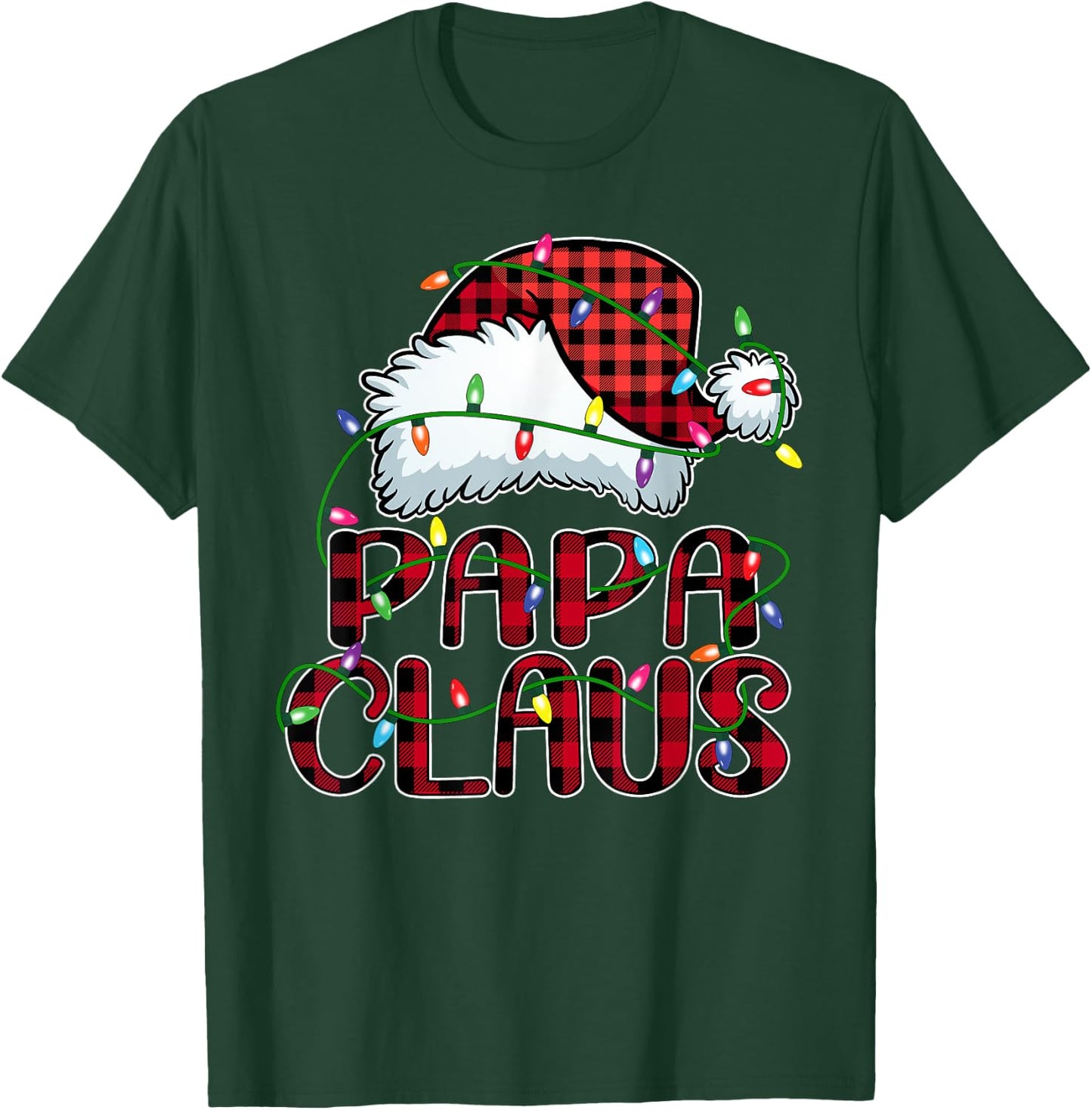 Papa Claus Shirt Christmas Lights Pajama Family Matching T-Shirt - T-Shirt | Forest