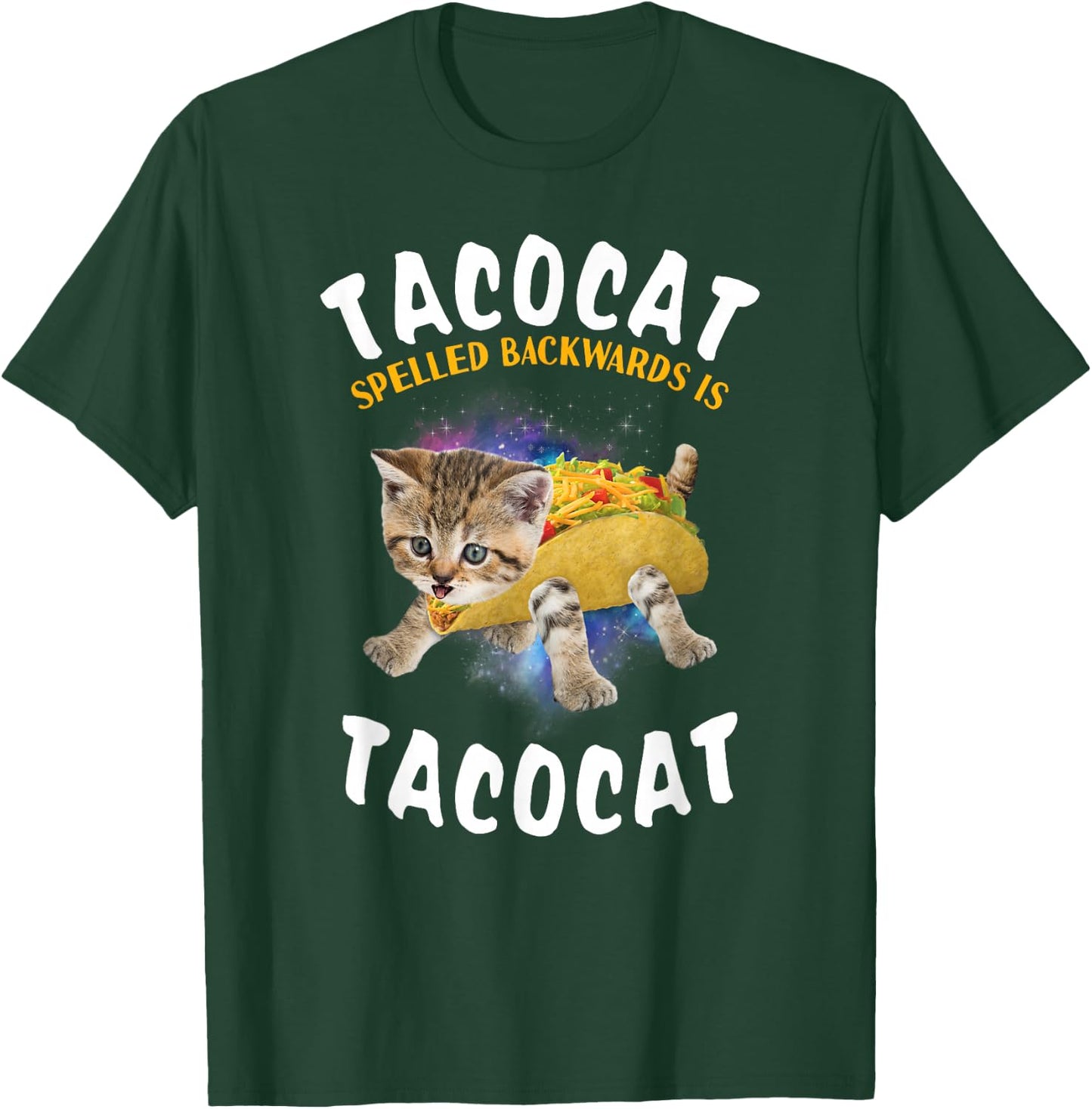 Tacocat Spelled Backward is Tacocat Cat and Taco Lover T-Shirt - T-Shirt | Forest