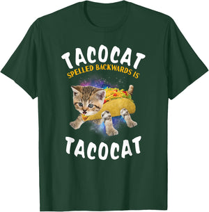 Tacocat Spelled Backward is Tacocat Cat and Taco Lover T-Shirt - T-Shirt | Forest