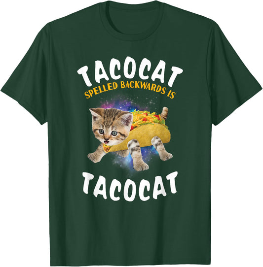 Tacocat Spelled Backward is Tacocat Cat and Taco Lover T-Shirt - T-Shirt | Forest