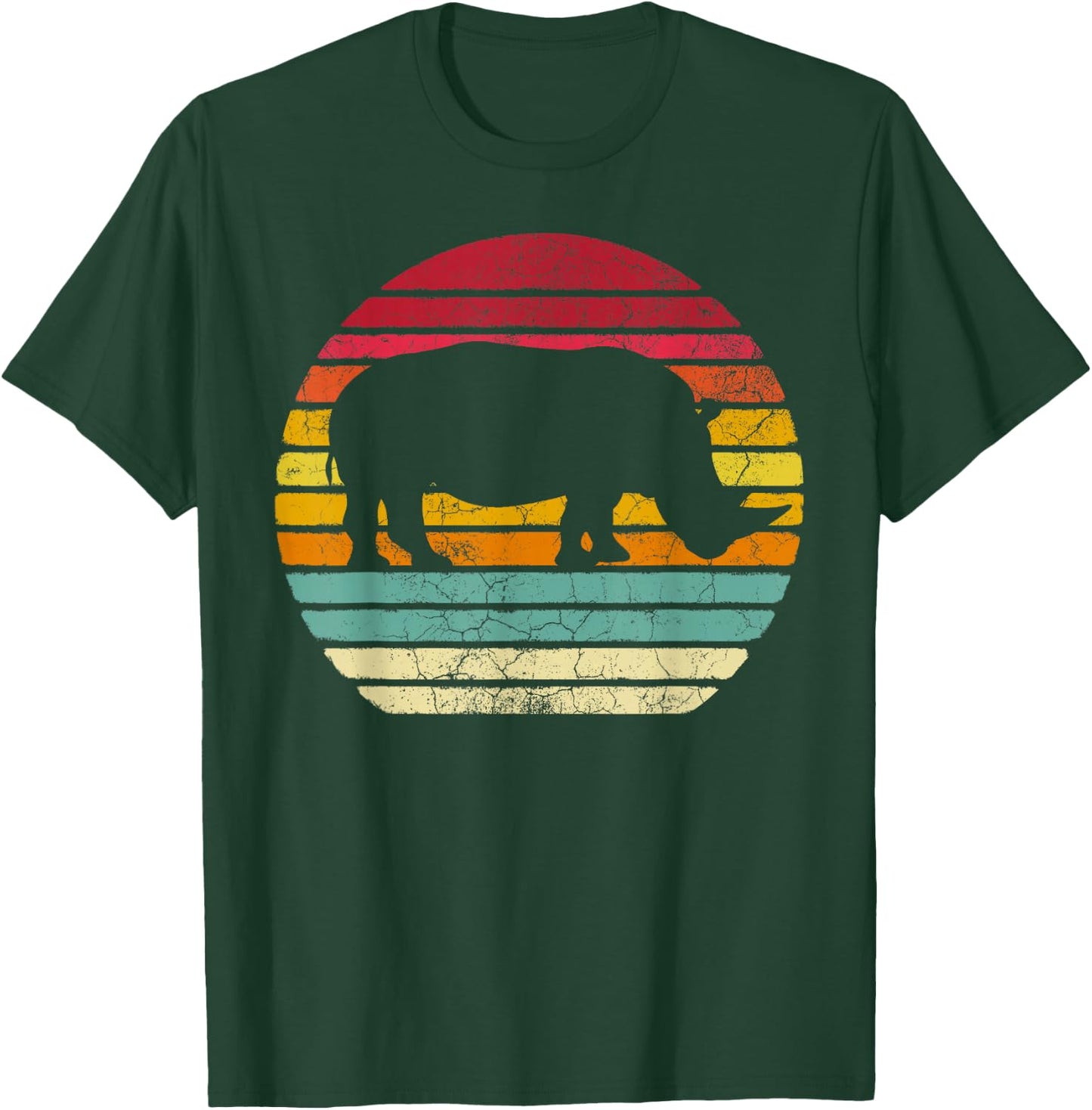 Rhino Rhinoceros - Retro Style Vintage Funny 70s 80s 90s T-Shirt - T-Shirt | Forest