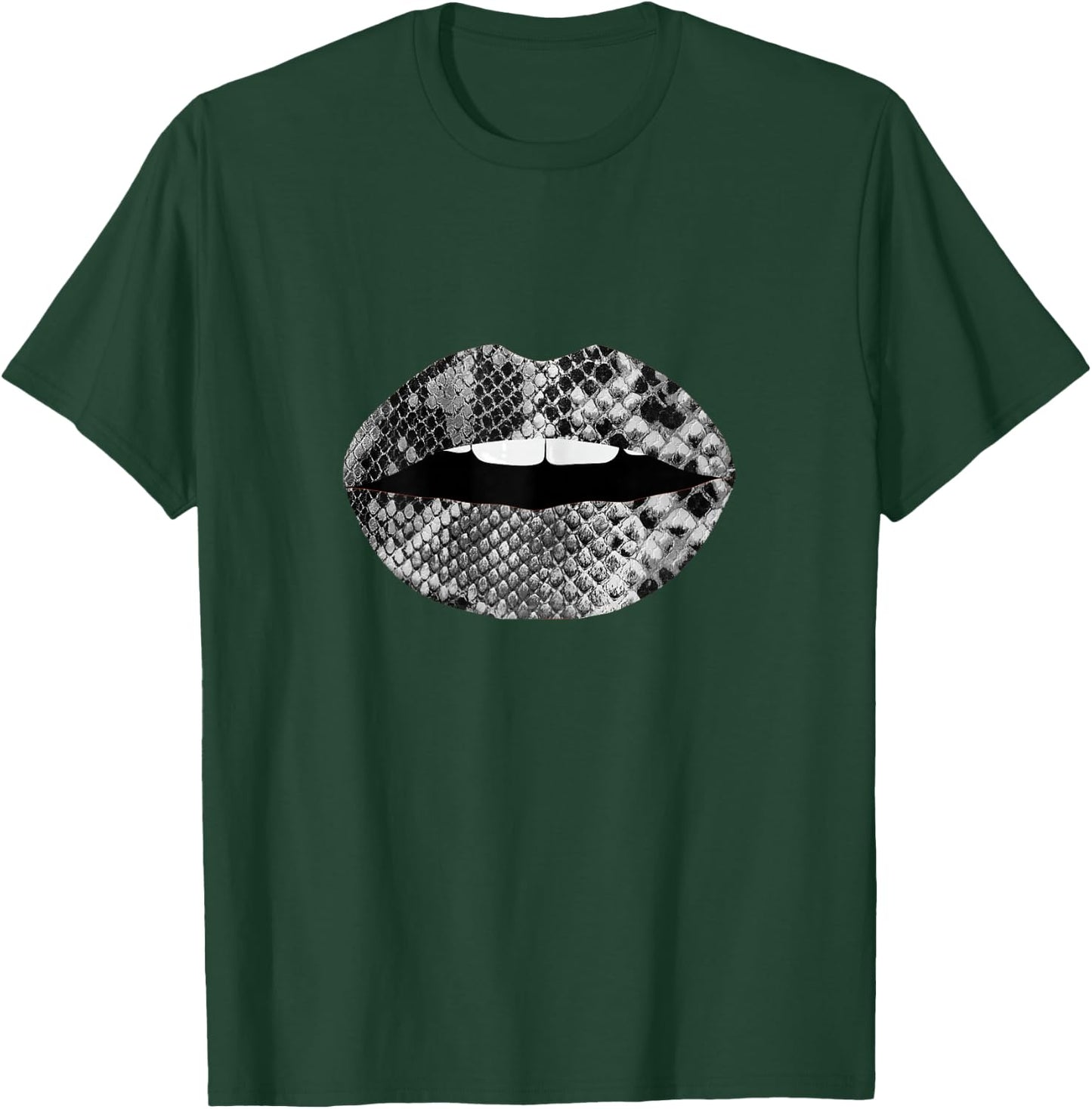 Snakeskin Lips Snakes Print Kiss Mouth T-Shirt - T-Shirt | Forest