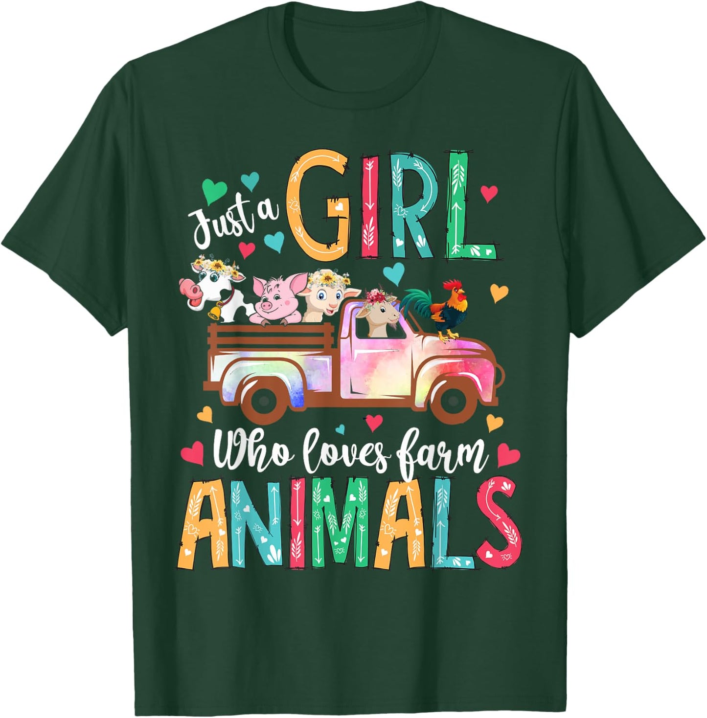 Just A Girl Who Loves Farm Animals Flower Floral Girl Farmer T-Shirt - T-Shirt | Forest