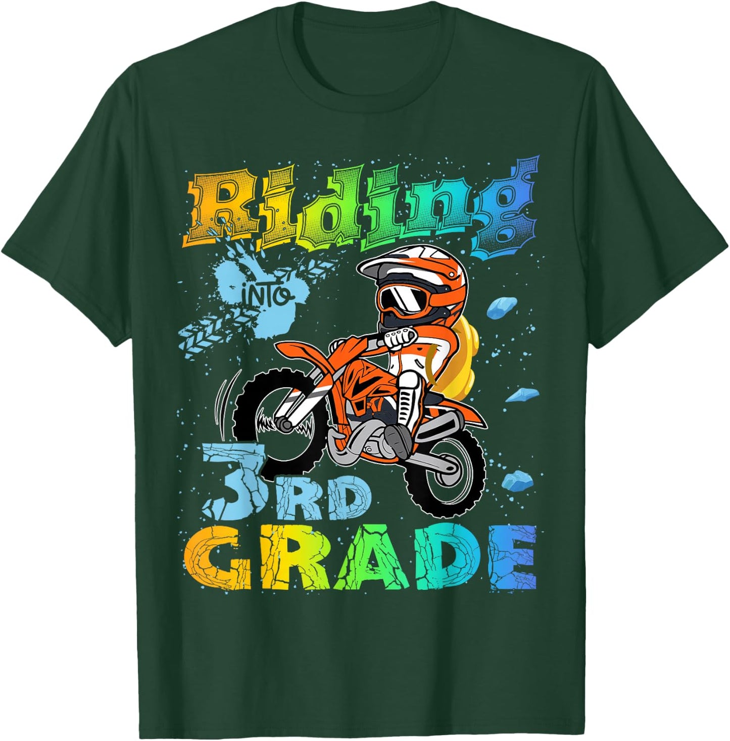 Riding Into 3rd Grade Dirt Bike Backpack For Boys Girls T-Shirt - T-Shirt | Forest