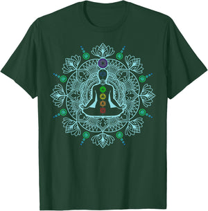Colors of the Chakras Sacred Yoga Buddha Chakra T-Shirt - T-Shirt | Forest