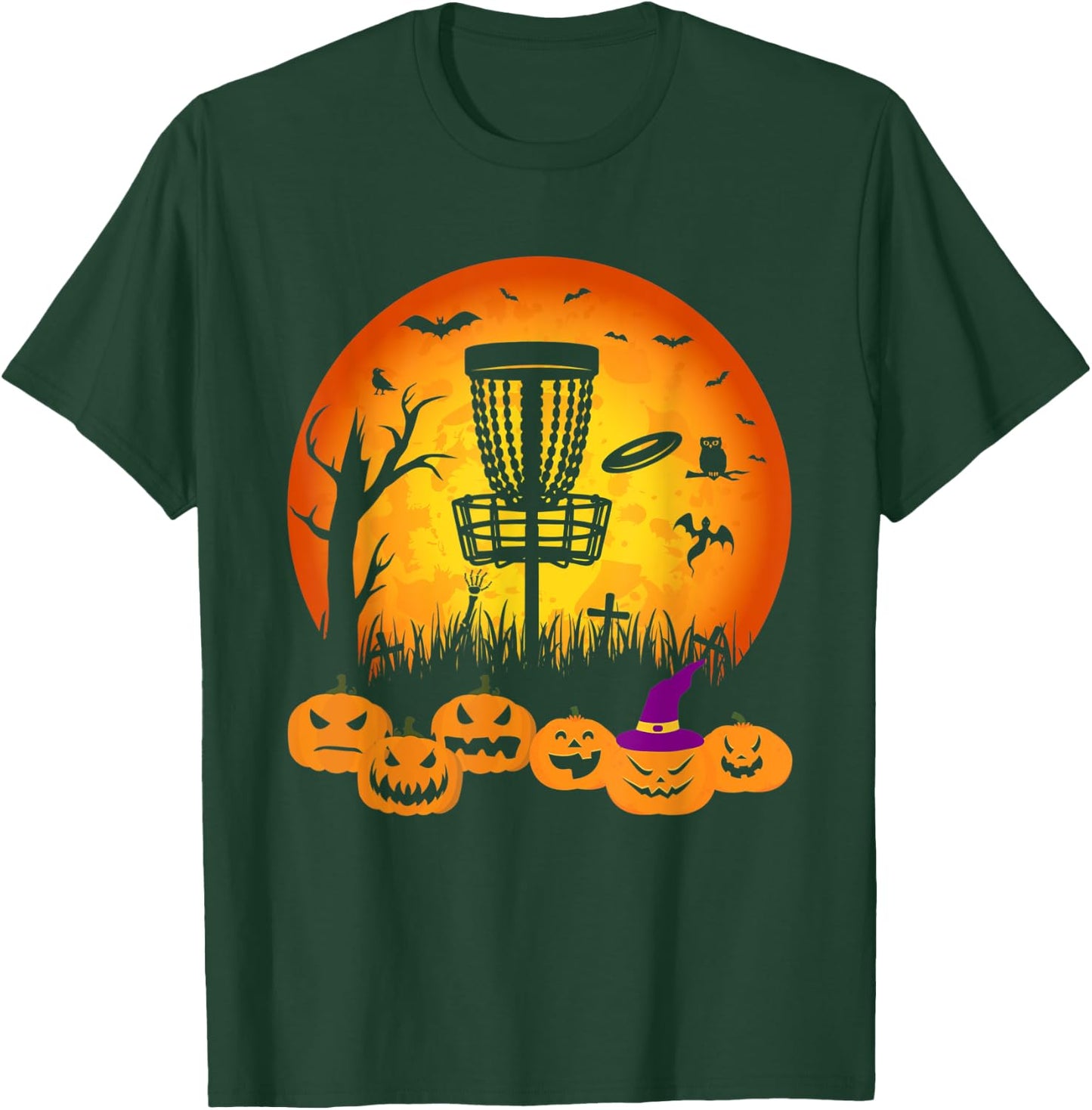 Retro Disc Golf Halloween Graveyard Scary Disc Golf Player T-Shirt - T-Shirt | Forest