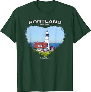 Portland ME MAINE Portland Head Light - Fort Williams Park T-Shirt - T-Shirt | Forest