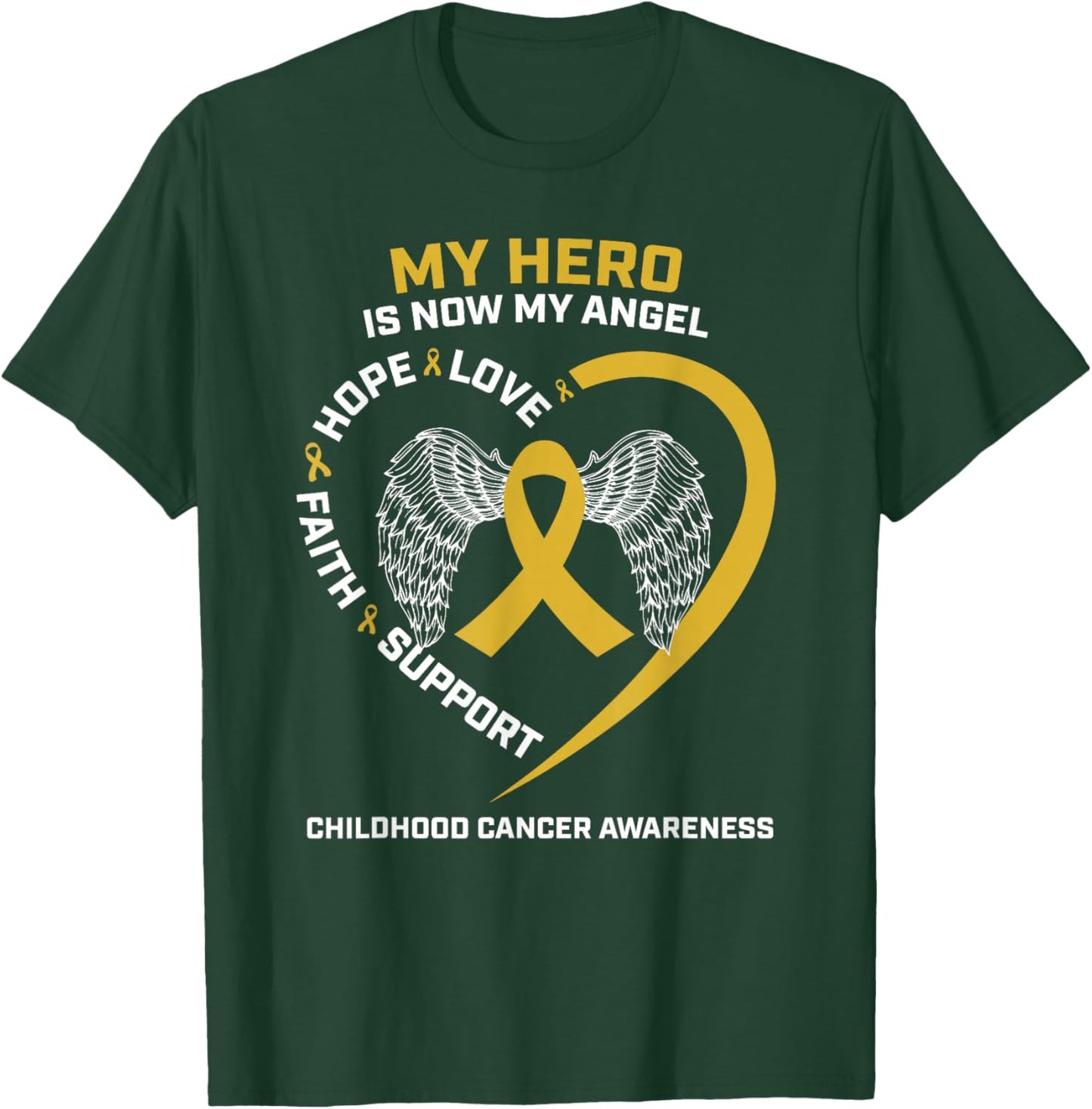 Women Men My Hero Is Now My Angel Childhood Cancer Awareness T-Shirt - T-Shirt | Forest