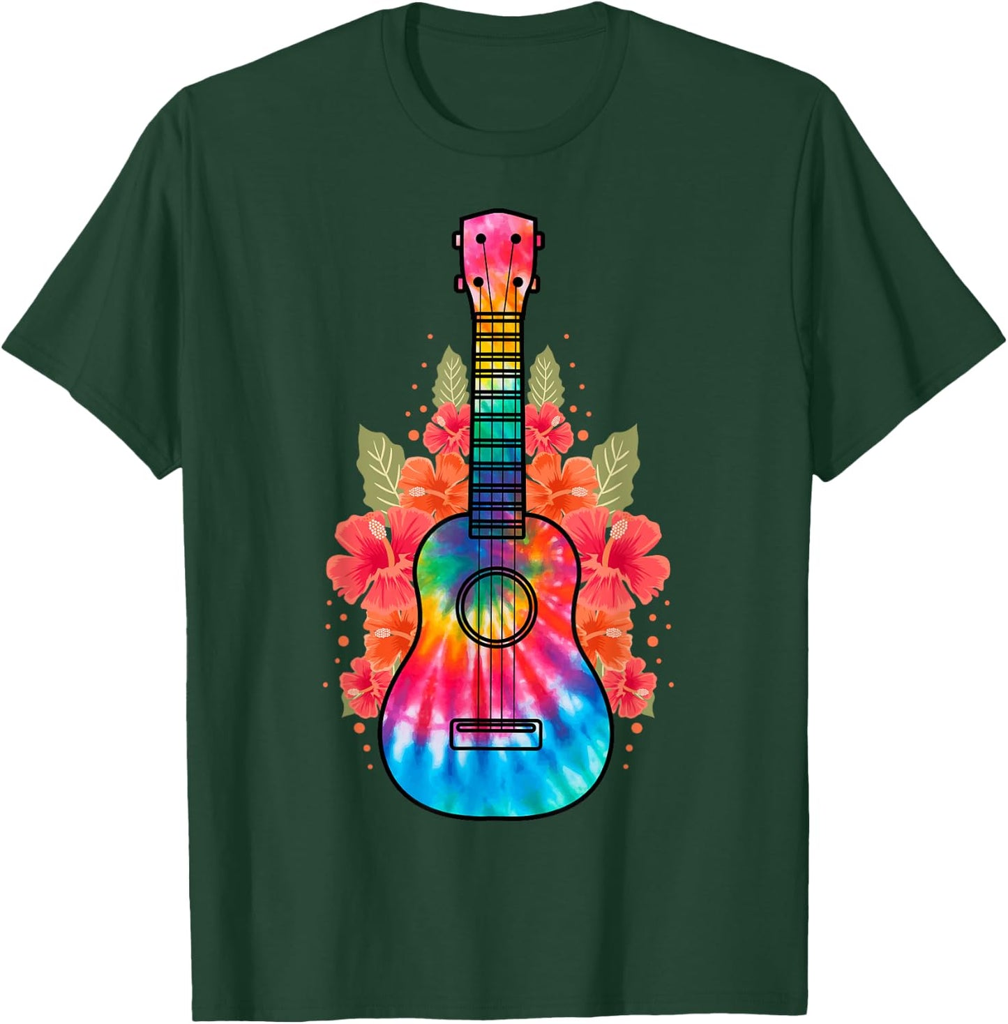 Hawaii Uke Flower Ukulele Guitar T-Shirt - T-Shirt | Forest