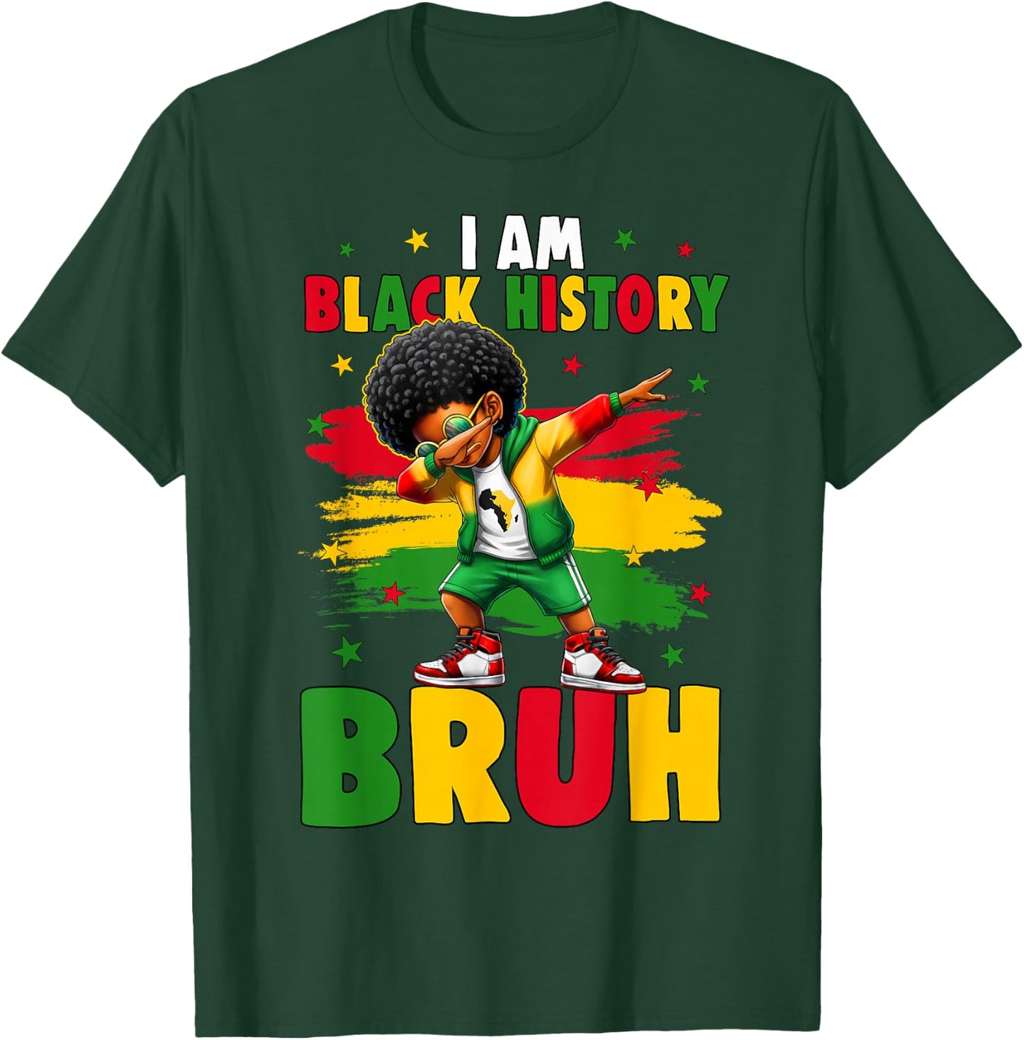 I Am Black History Bruh Dabbing Kid Black History Month Boys T-Shirt - T-Shirt | Forest