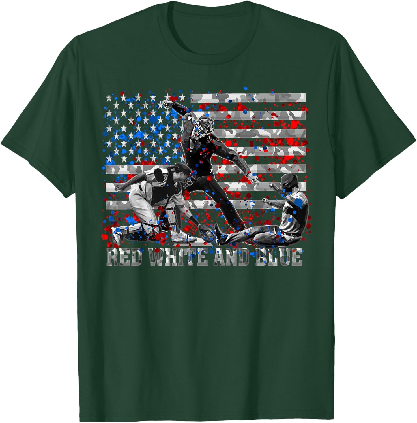 American Flag Patriotic Funny Baseball Umpire Blue Gift T-Shirt - T-Shirt | Forest