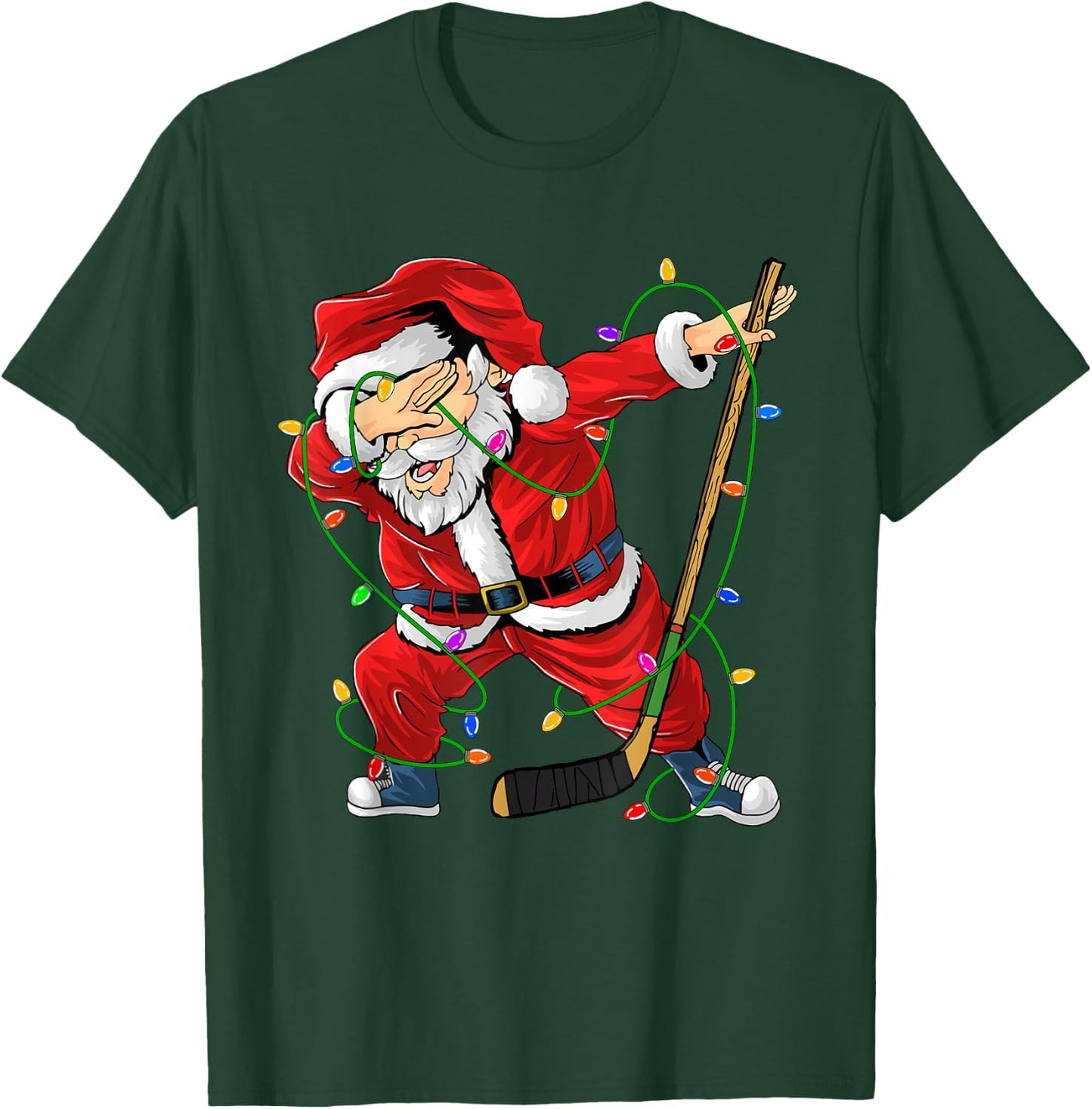 Merry Christmas Ice Hockey Dabbing Santa Claus Hockey Player T-Shirt - T-Shirt | Forest