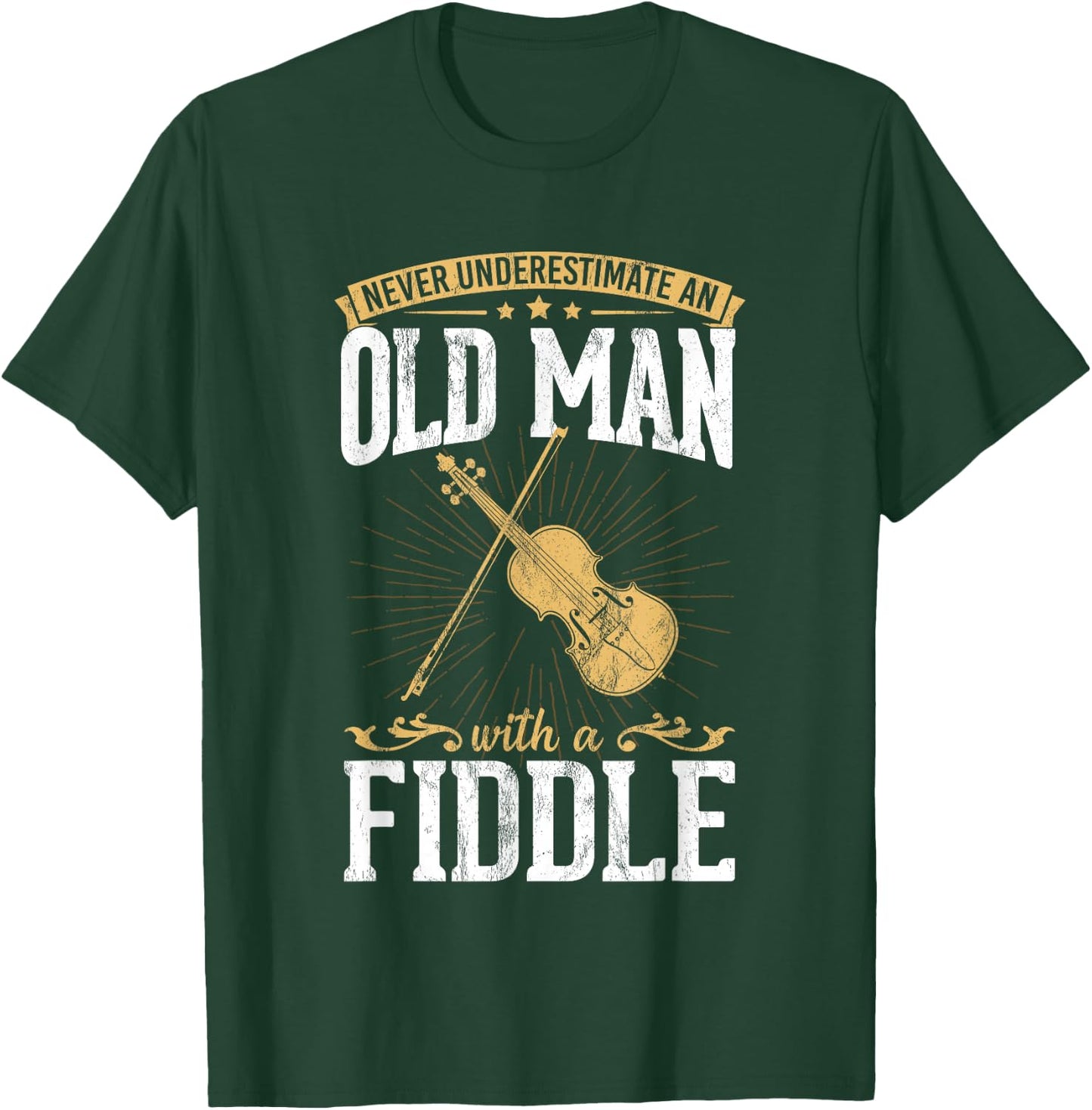 Never underestimate an old man with a violin design T-Shirt - T-Shirt | Forest