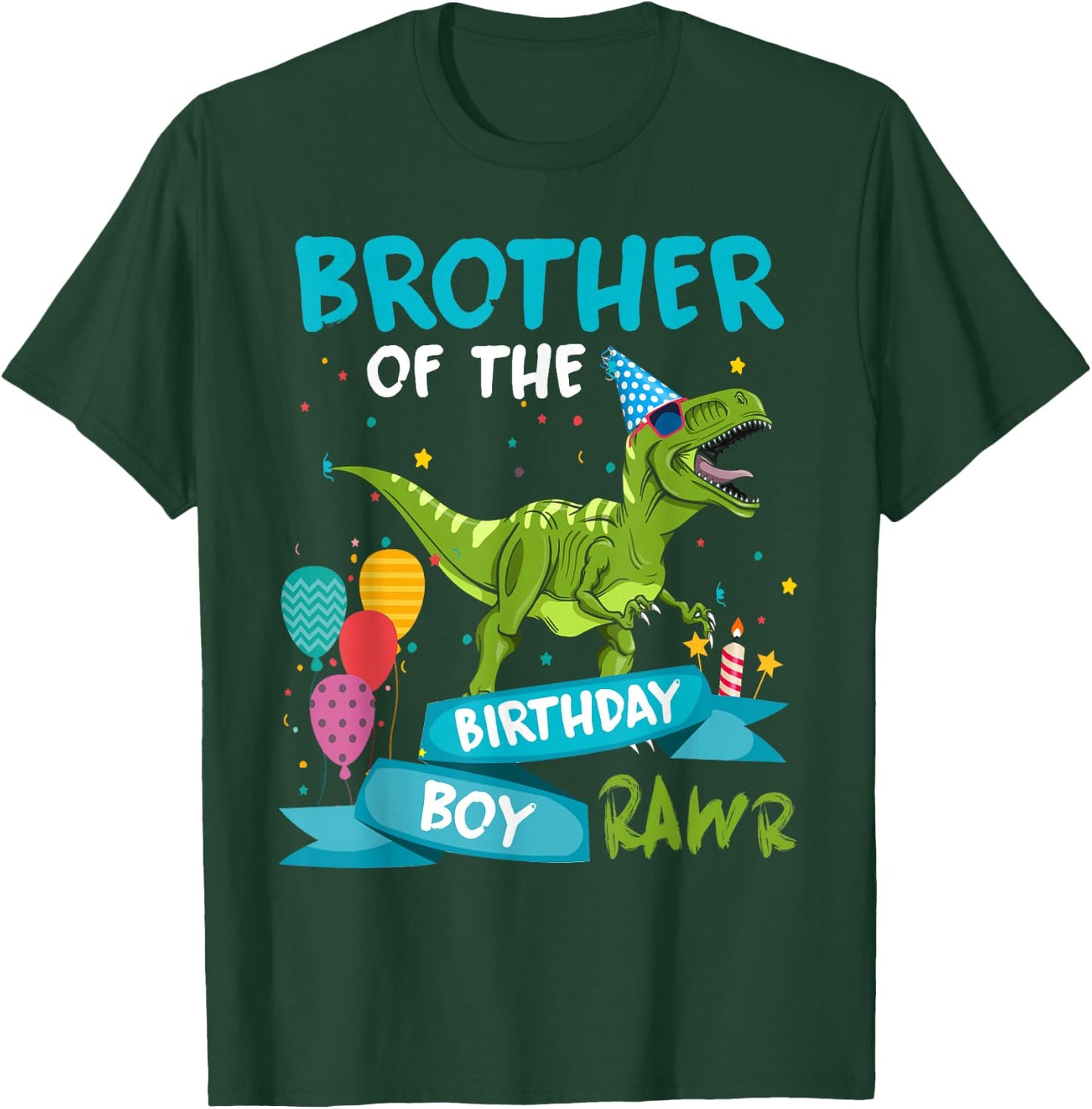 Brother of the Birthday Boy T-Rex Dinosaur Birthday Matching T-Shirt - T-Shirt | Forest