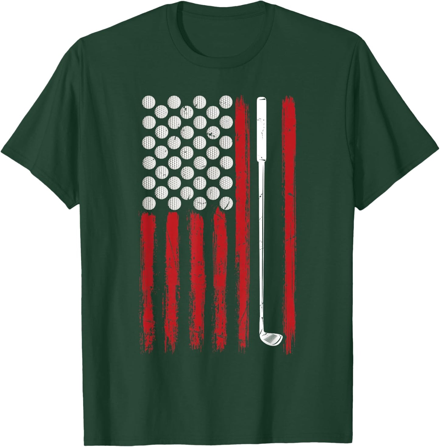 American Flag Golfing Golf Women Men T-Shirt - T-Shirt | Forest