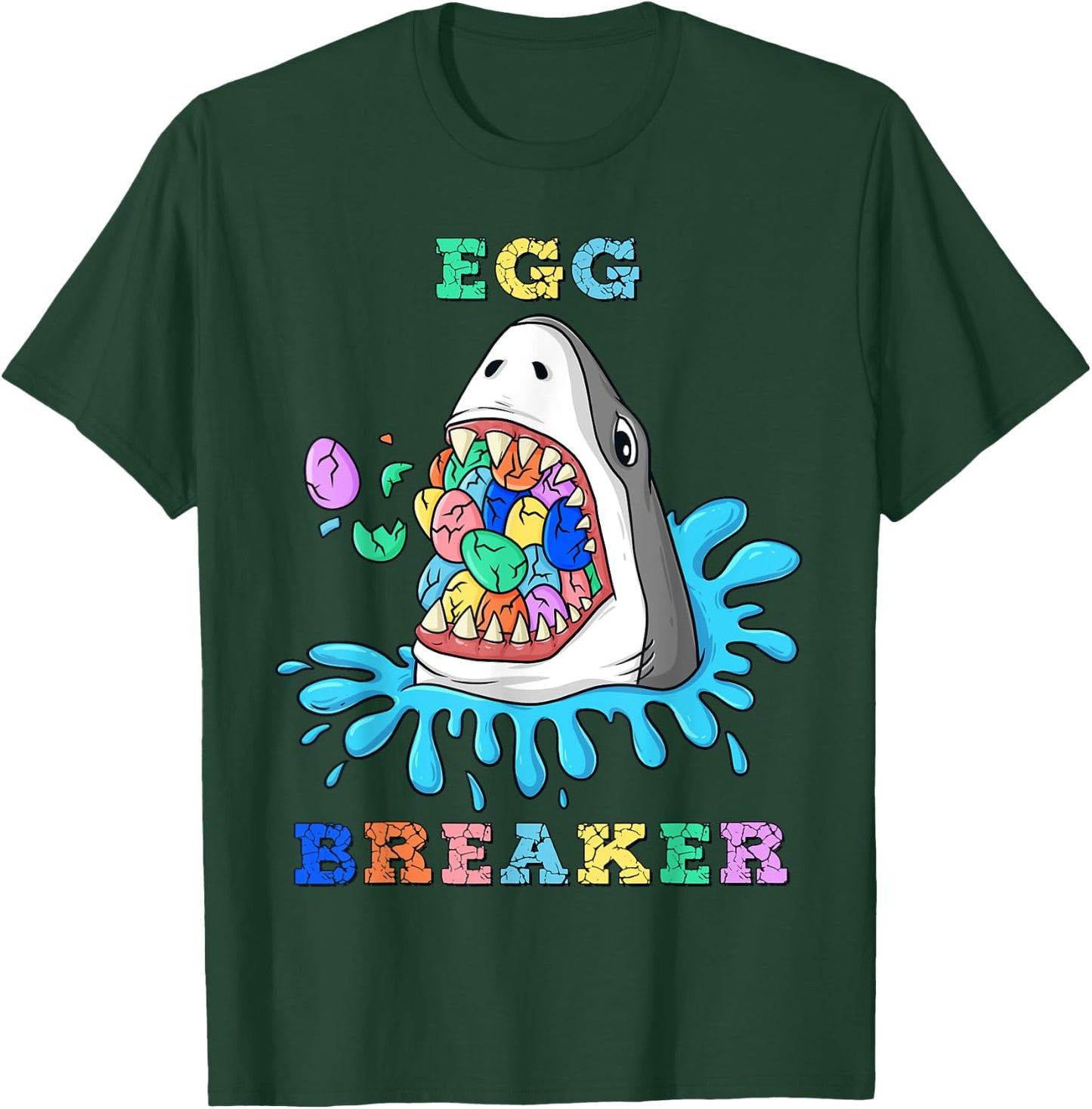 Egg Breaker Shark Easter Funny Boys Girls Kids T-Shirt - T-Shirt | Forest