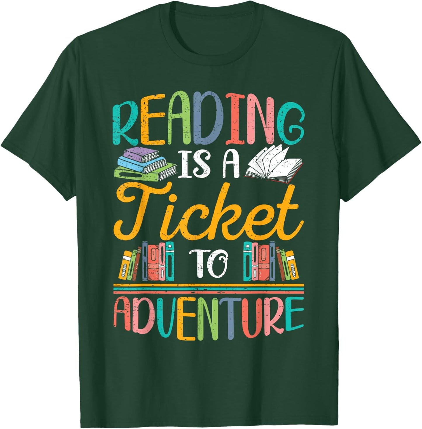 Reading Adventure Library Student Teacher Book Lovers T-Shirt - T-Shirt | Forest