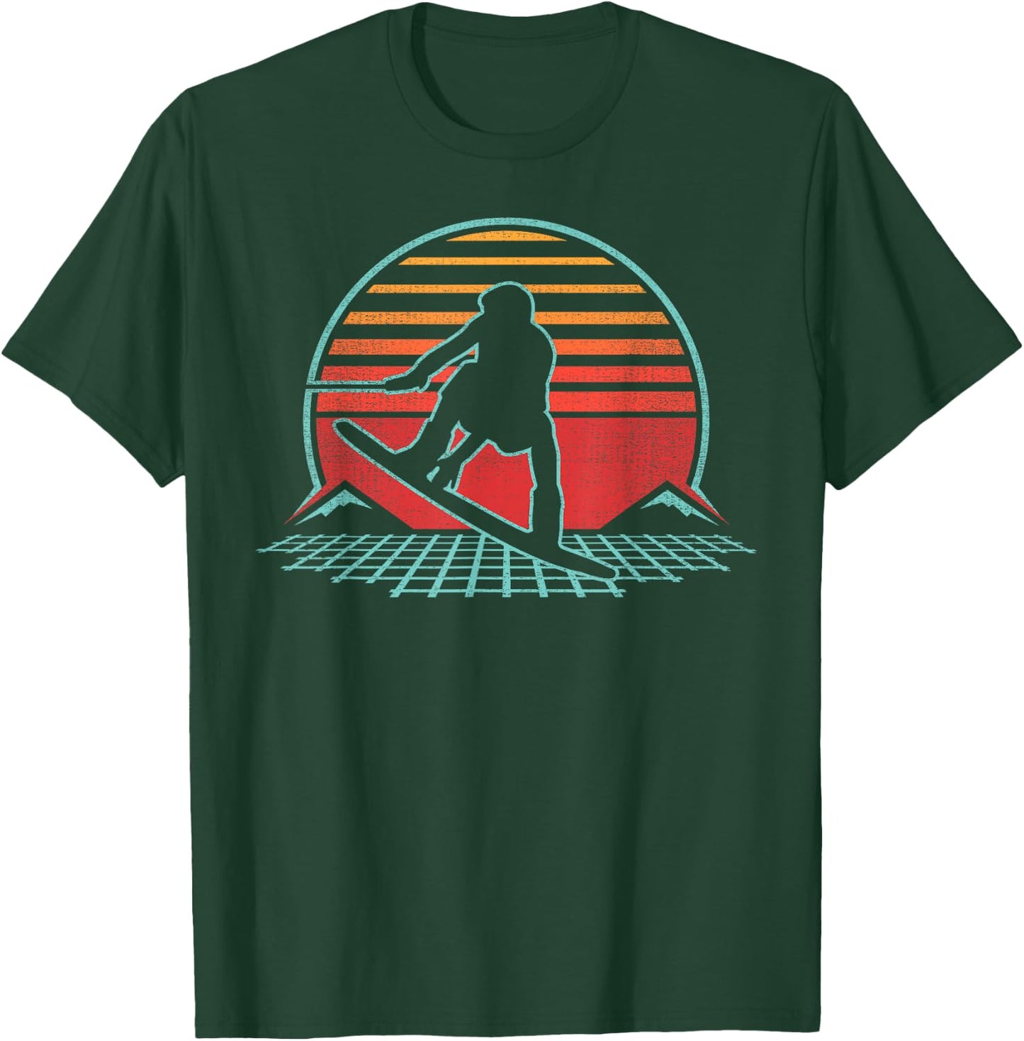 Wakeboard Retro Vintage 80s Style Wakeboarding Gift T-Shirt - T-Shirt | Forest