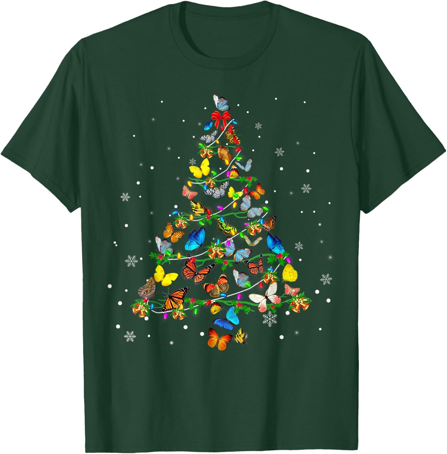 Butterfly Christmas Tree Ornament Decor Xmas T-Shirt - T-Shirt | Forest