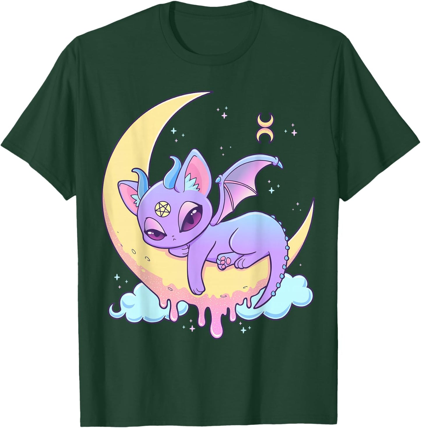Pastel Goth Witchy Cat Cute Creepy Wiccan Cat Demon Menhera T-Shirt - T-Shirt | Forest