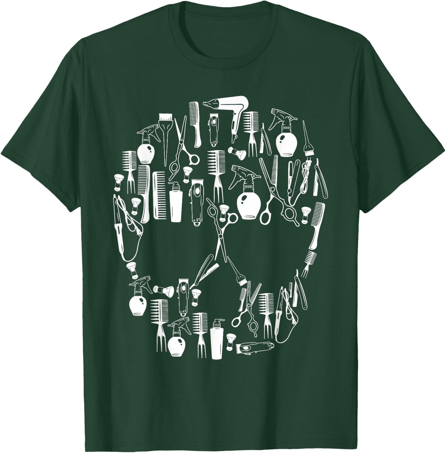 Barber Skull Gift Hairdresser Hair Stylist Hairdresser Salon T-Shirt - T-Shirt | Forest