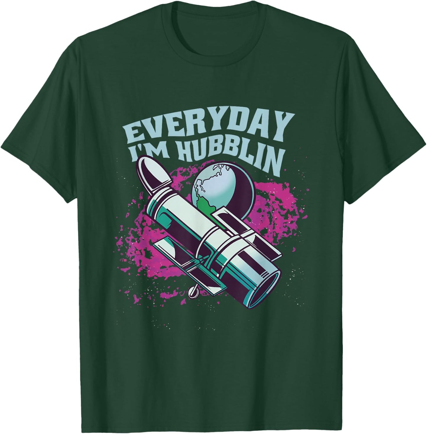 Funny Hubble Telescope Astronaut -Astral Cosmic Design Space T-Shirt - T-Shirt | Forest