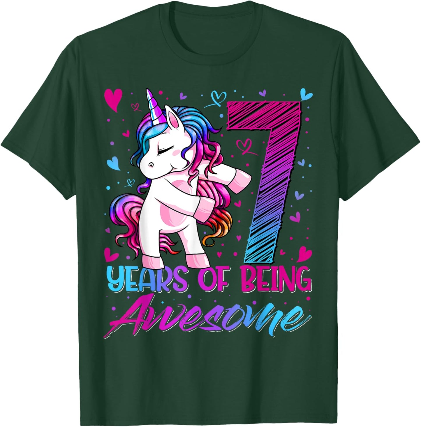 7 Year Old Gifts Unicorn Flossing 7th Birthday Girl Party T-Shirt - T-Shirt | Forest