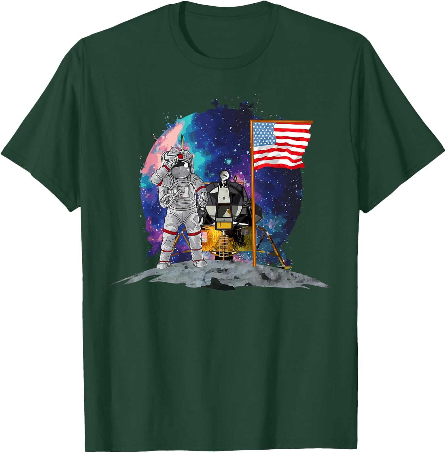 Moon Landing 50th Anniversary - US Astronaut on the Moon T-Shirt - T-Shirt | Forest