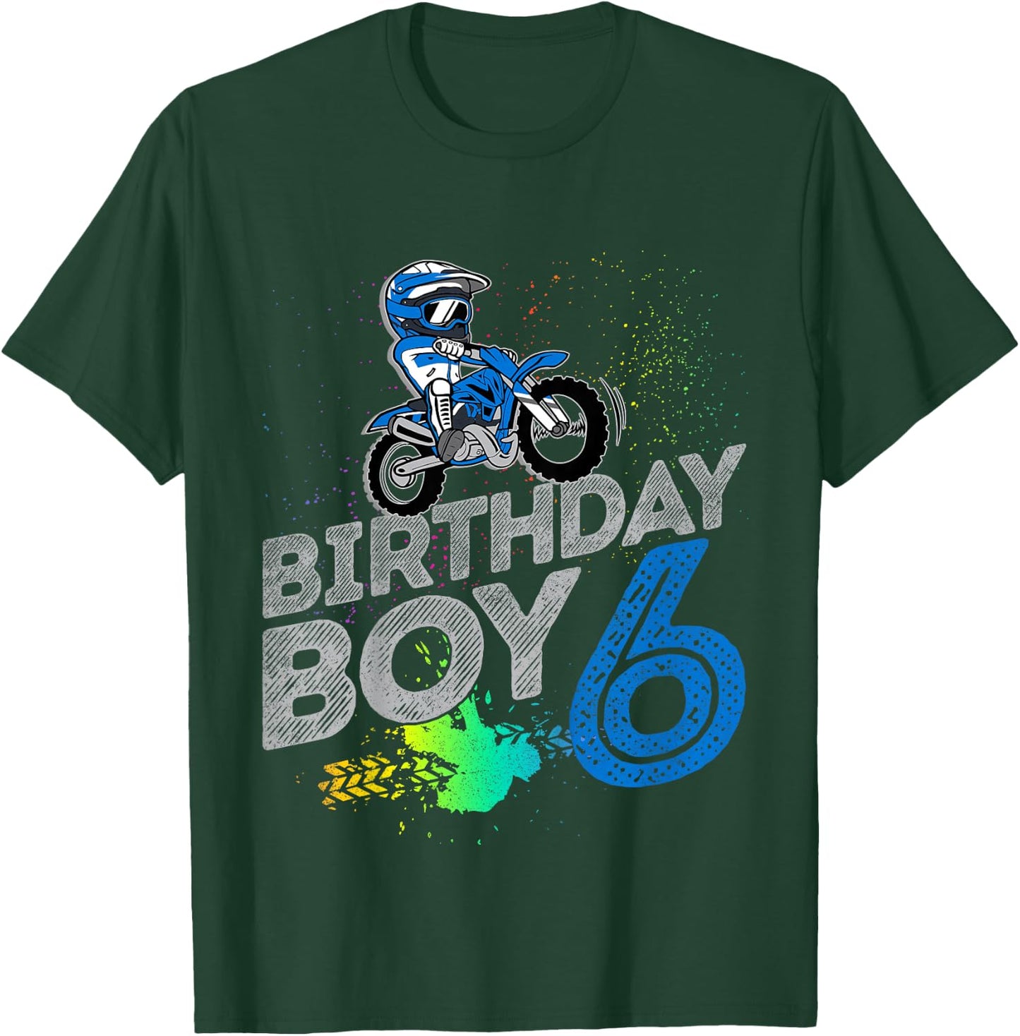 Kids Dirt Bike Rider 6 Years Old Motocross 6th Birthday Boy T-Shirt - T-Shirt | Forest