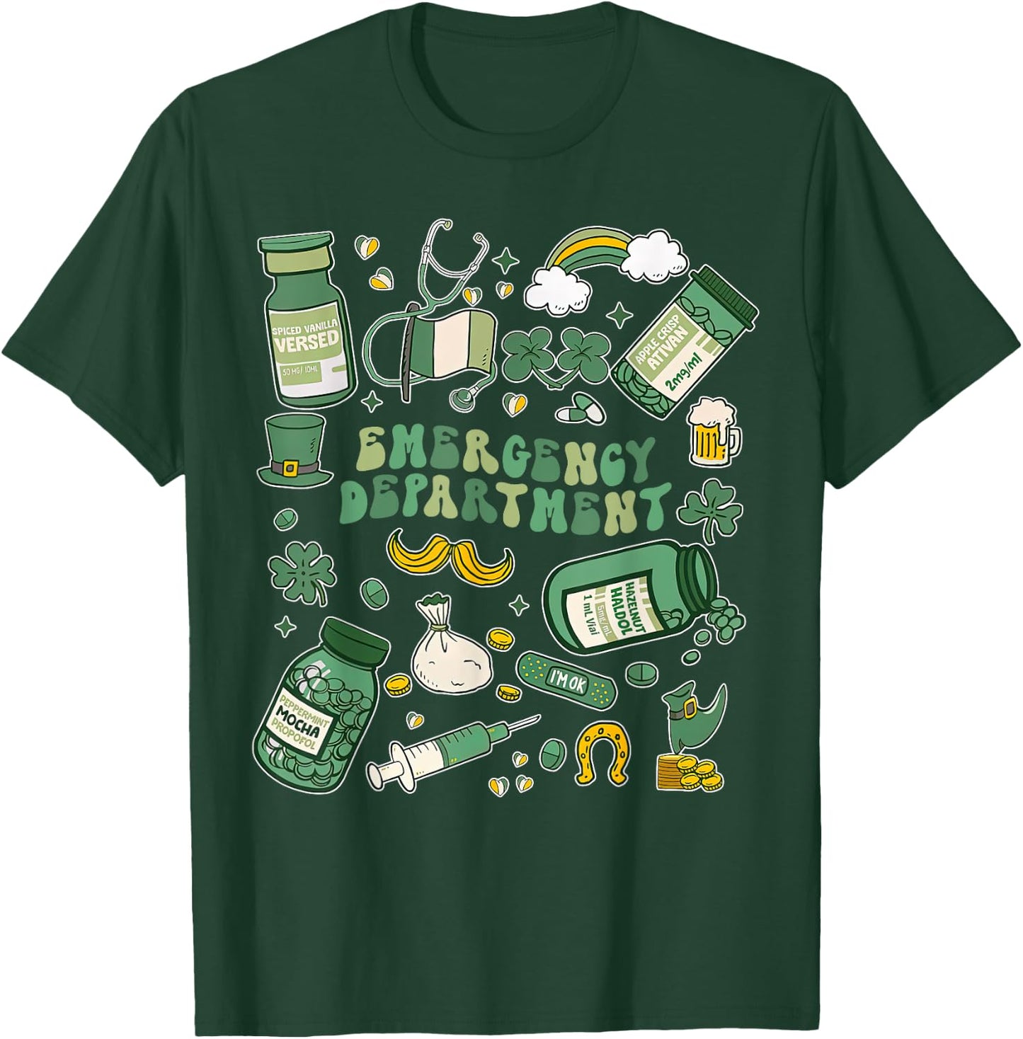Emergency Department Nurse St. Patrick's Day ER ICU Nursing T-Shirt - T-Shirt | Forest