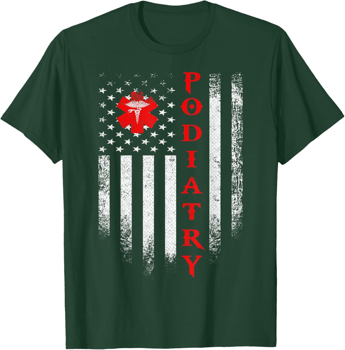 Vintage USA Podiatry Doctor American Flag Podiatrist Pride Women Men T-Shirt - T-Shirt | Forest