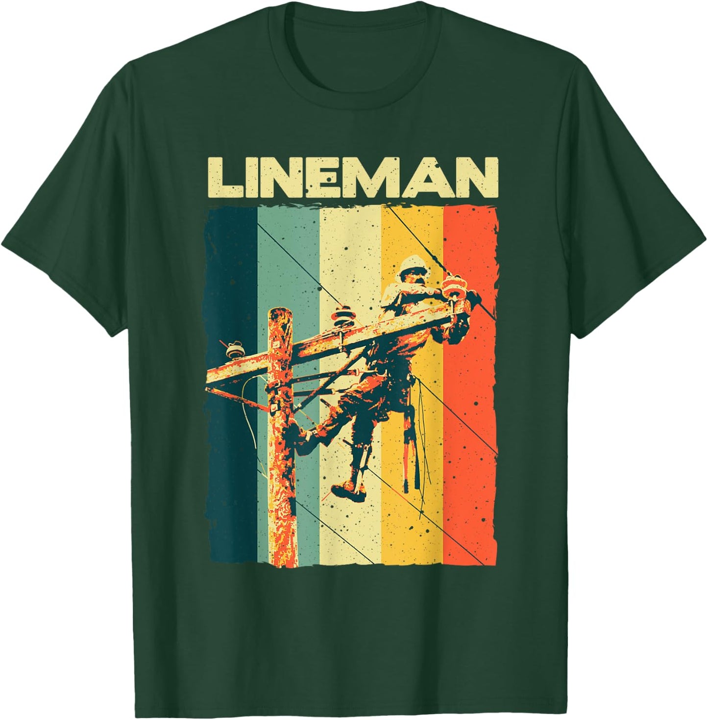 Funny Vintage Lineman Designs Men Women Electronics Lovers T-Shirt - T-Shirt | Forest