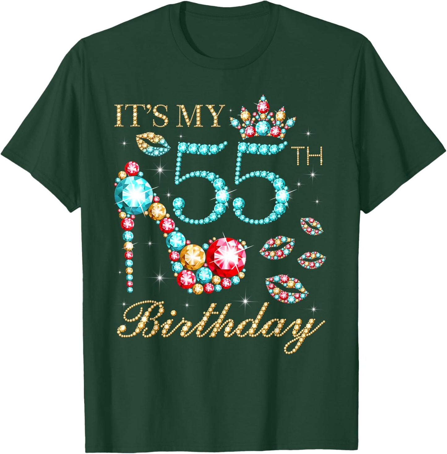 It's My 55th Birthday Cute 55 Years Old Birthday Queen T-Shirt - T-Shirt | Forest