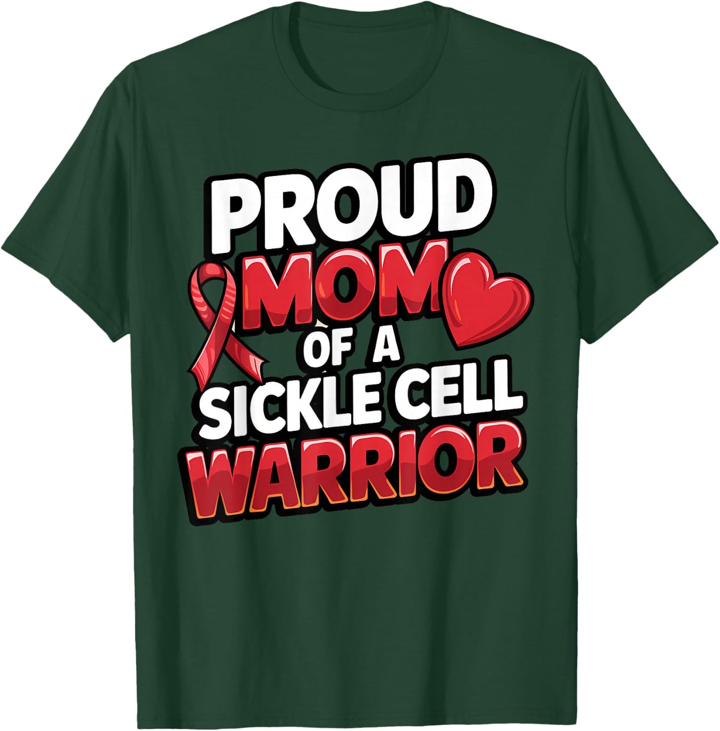Sickle Cell Warrior Awareness Proud Mom Burgundy Ribbon T-Shirt - T-Shirt | Forest