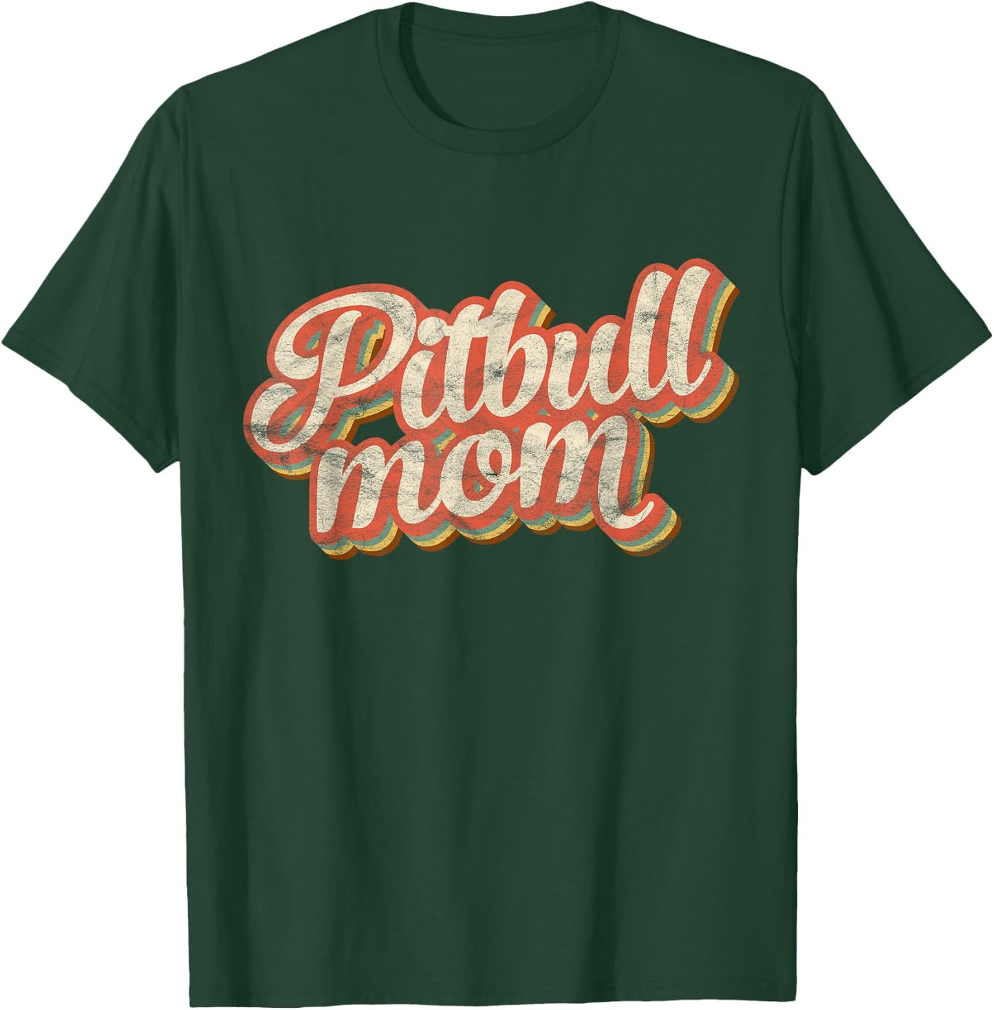 Vintage Pitbull Mom Gift Dog Lover Apparel Pet Pit bull Mama Men Women Girls Kids T-Shirt - T-Shirt | Forest