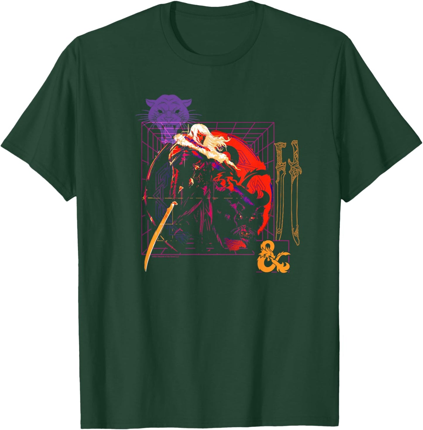 Dungeons & Dragons Drizzt Do'Urden Technical Weapons Grid T-Shirt - T-Shirt | Forest