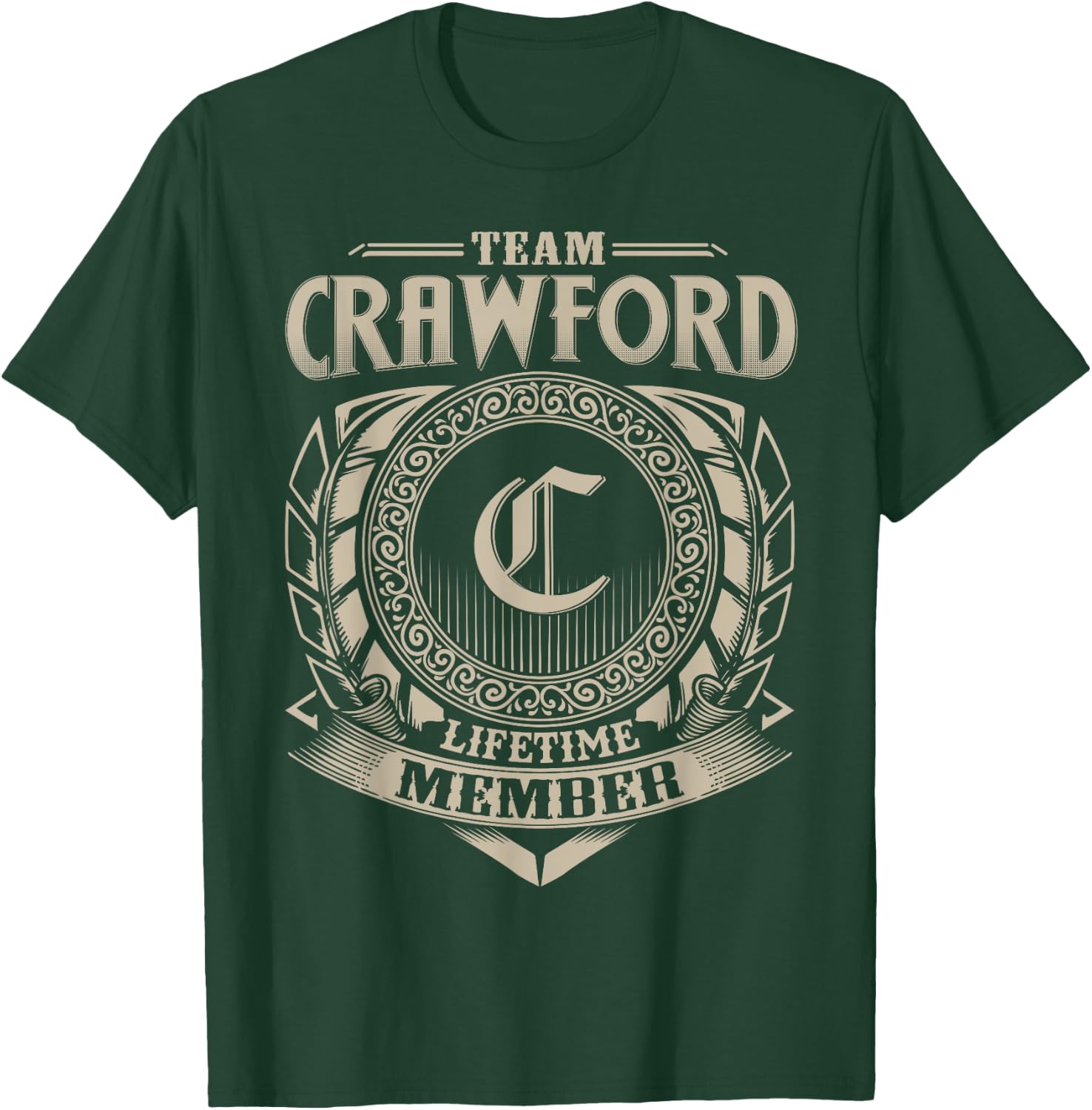 Team CRAWFORD Lifetime Member Vintage CRAWFORD Family T-Shirt - T-Shirt | Forest