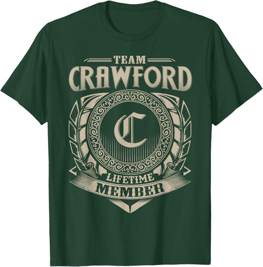 Team CRAWFORD Lifetime Member Vintage CRAWFORD Family T-Shirt - T-Shirt | Forest