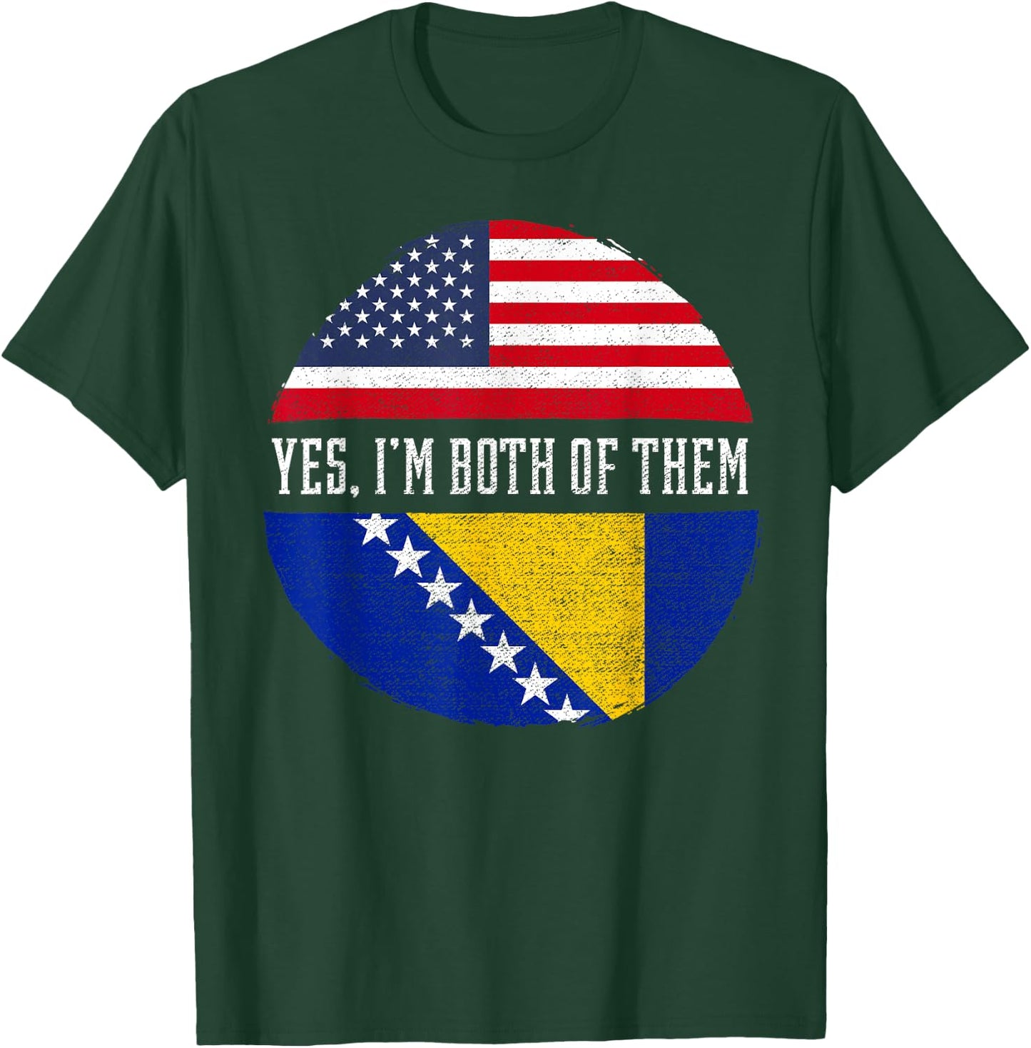 Half American Bosnian Herzegovinian Bosnia and Herzegovina T-Shirt - T-Shirt | Forest