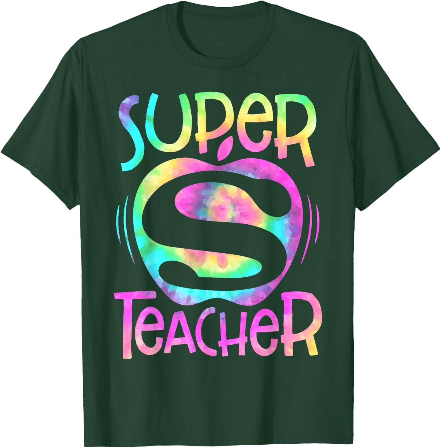 Super Teacher Back To School Apple Tie Dye Funny First Day T-Shirt - T-Shirt | Forest