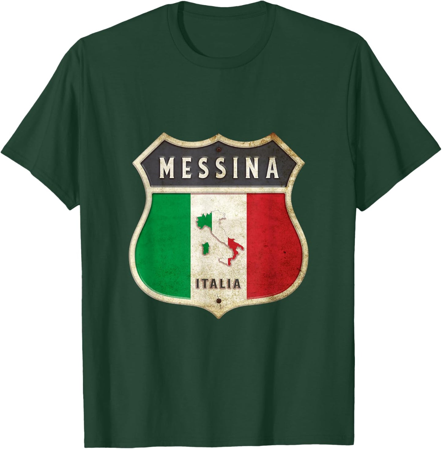 Messina Italy Sicily Coat of Arms Flag City / Gift T-Shirt - T-Shirt | Forest