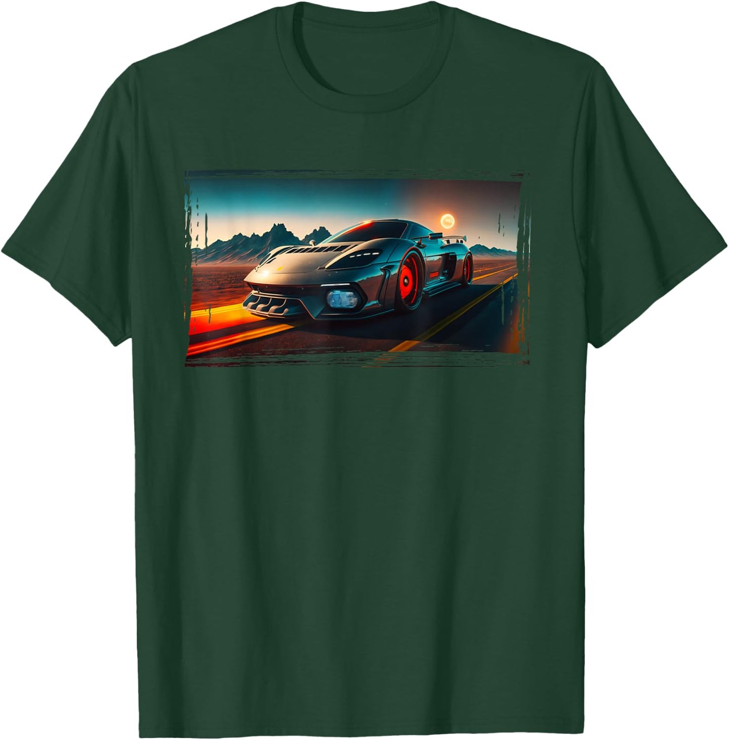 Sports Car Futuristic Sci-Fi Supercar Poster Style Boys Men T-Shirt - T-Shirt | Forest
